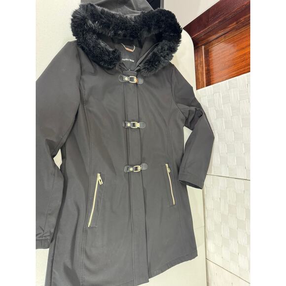 "IVANKA TRUMP" Parka Faux Fur Hooded Coat Toggle Closure SZ L Old Money Classy - Picture 4 of 13